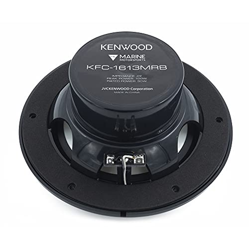 Kenwood KFC-1613MRB - 6.5 Inch 2 Way Coaxial Waterproof Marine/Motorsports/Car Speakers, Pair, 4 Ohm, 100 Peak Watts (Black) Kenwood KFC-1613MRB - 6.5 Inch 2 Way Coaxial Waterproof Marine/Motorsports/Car Speakers, Pair, 4 Ohm, 100 Peak Watts (Black)